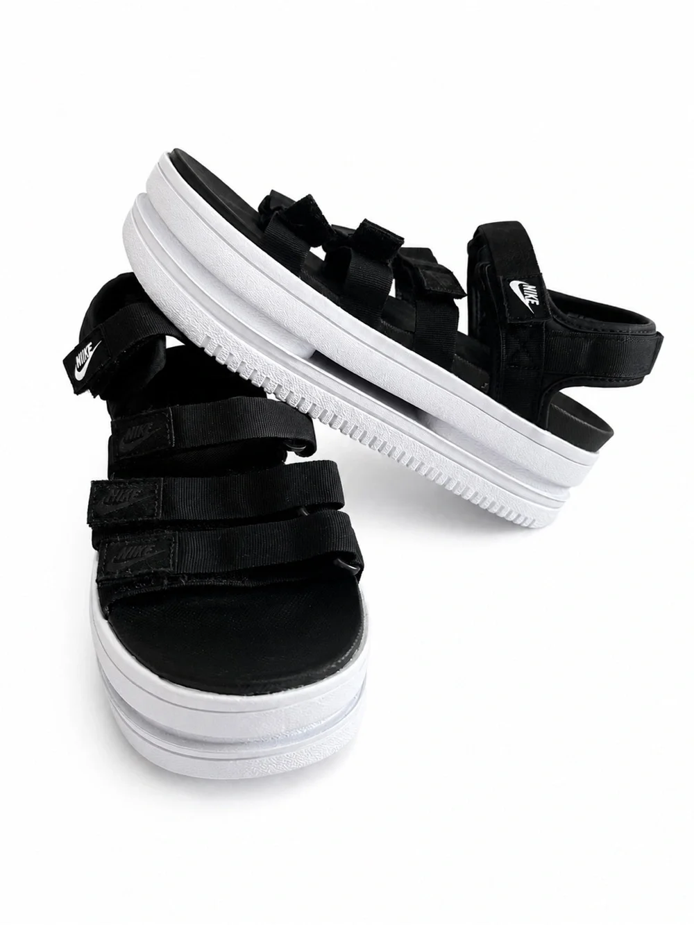 Nike Black Multi-Strap Platform Sandals